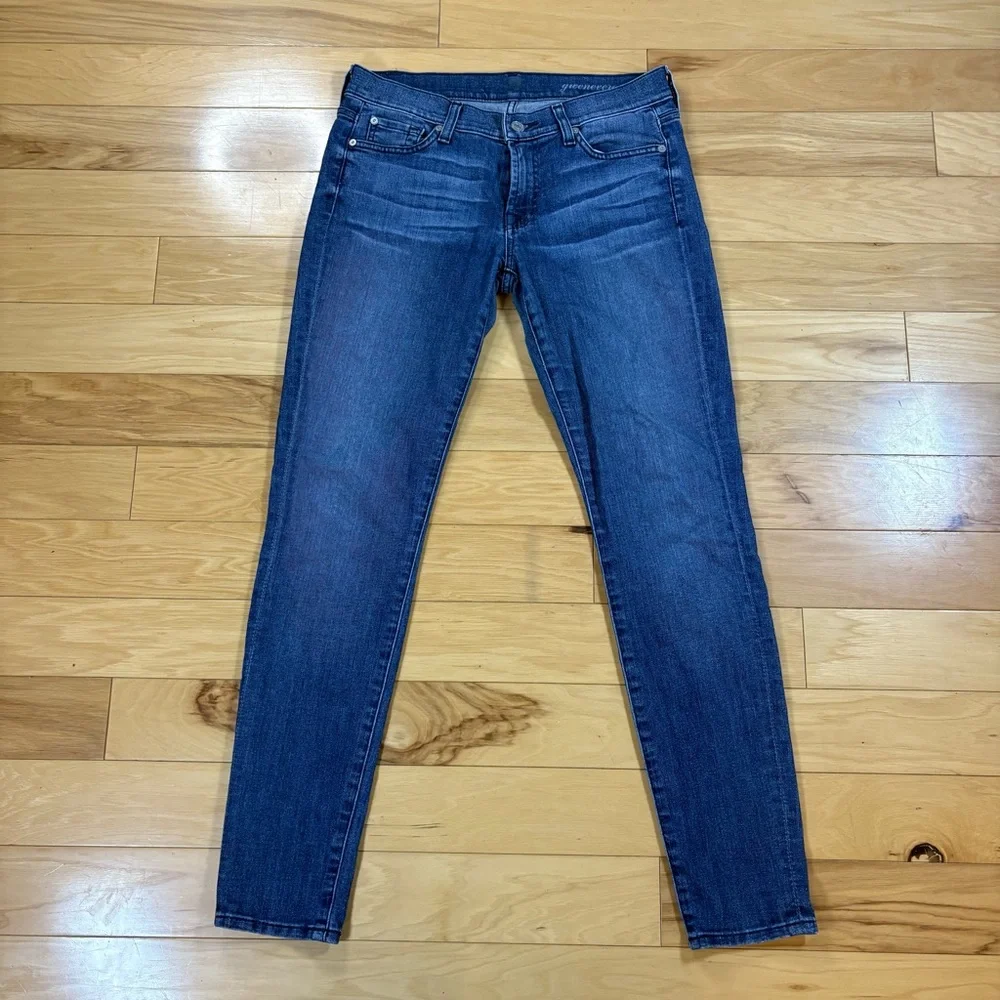 7 For All Mankind Gwenevere Skinny Ankle Jeans Womens Sz 28 Medium Wash Denim